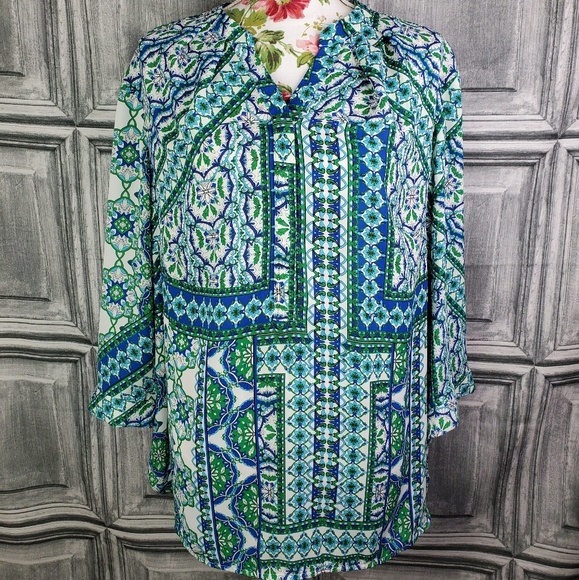 Violet & Claire Tops - Violet + Claire Blue/Green Blouse (2X)